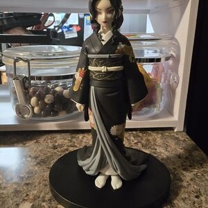 Elegant Black and Gray Kimono Figurine